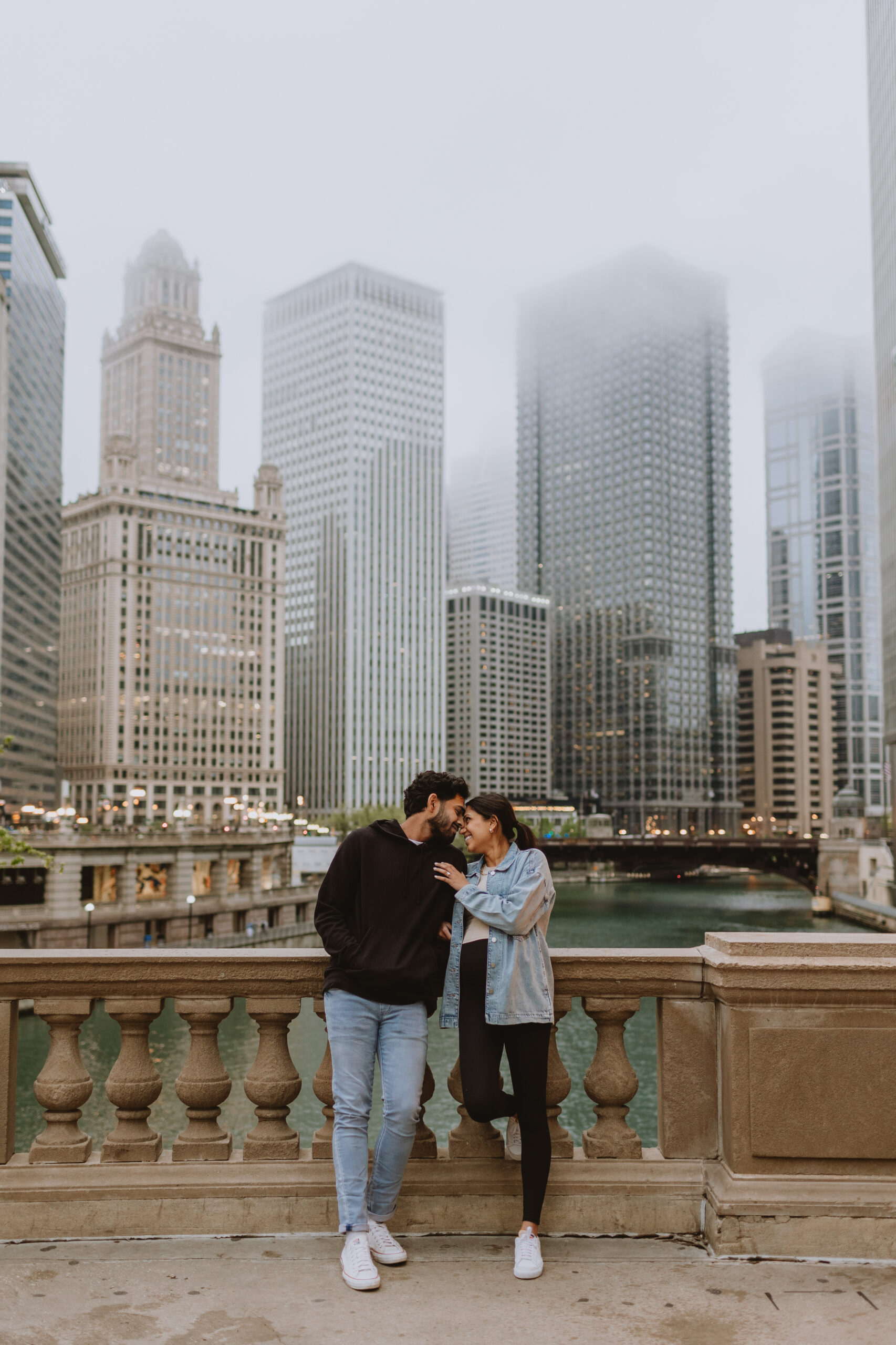 couple standing downtown