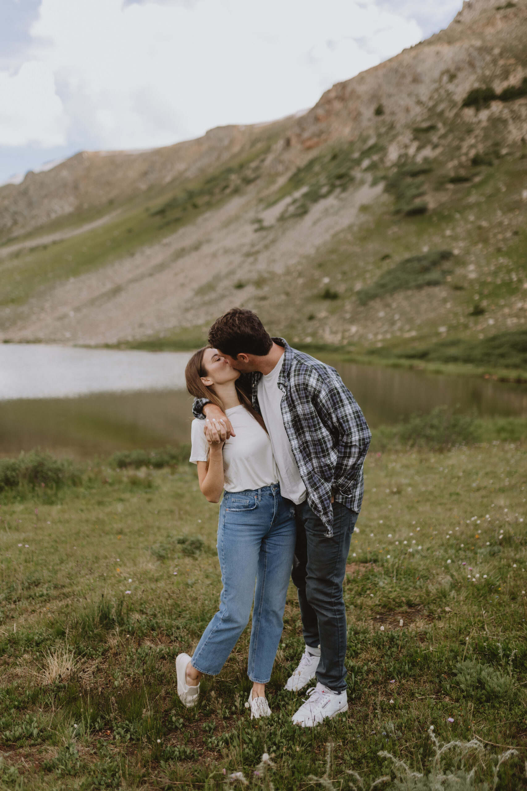 a couple kissing