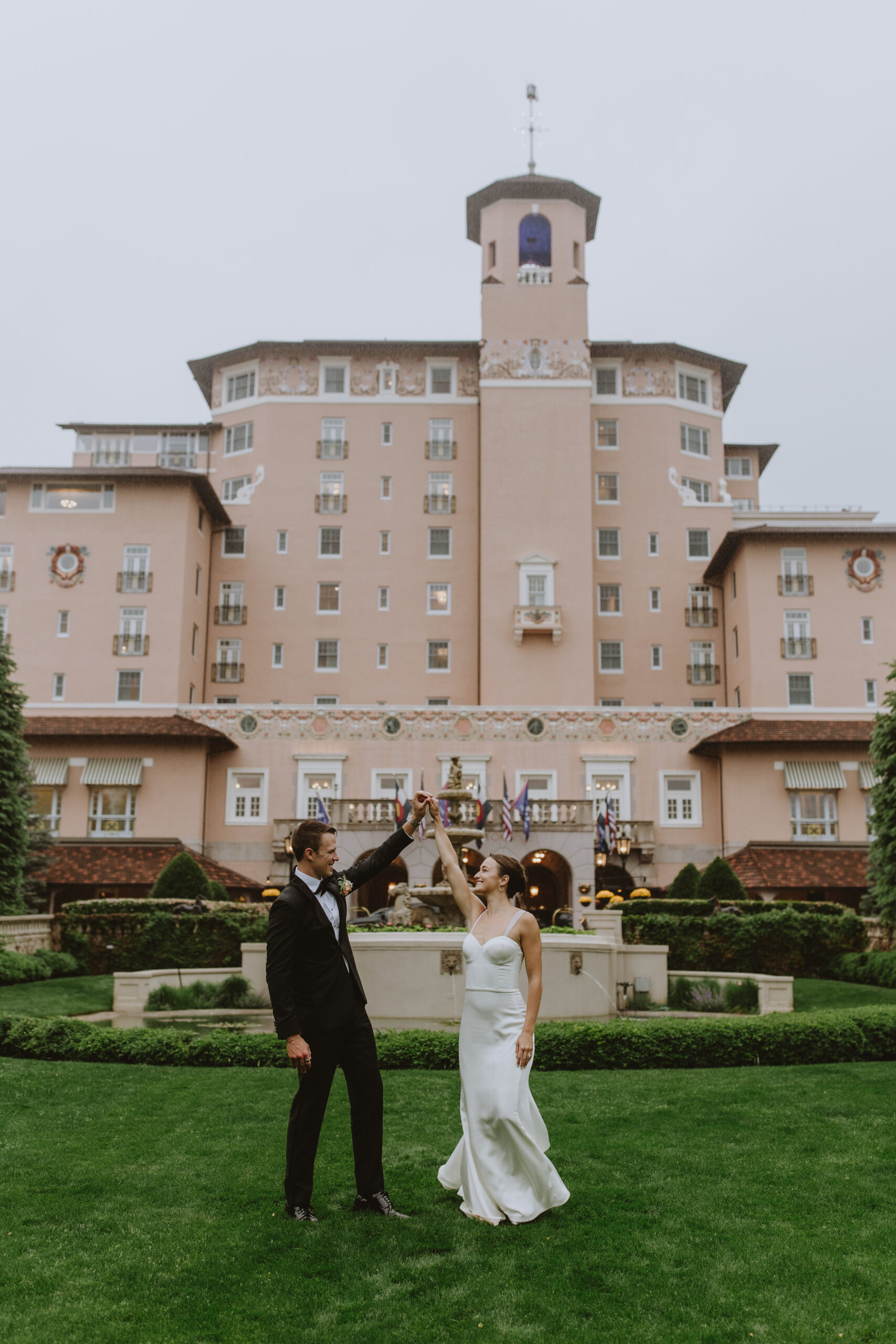 bride and groom dancing